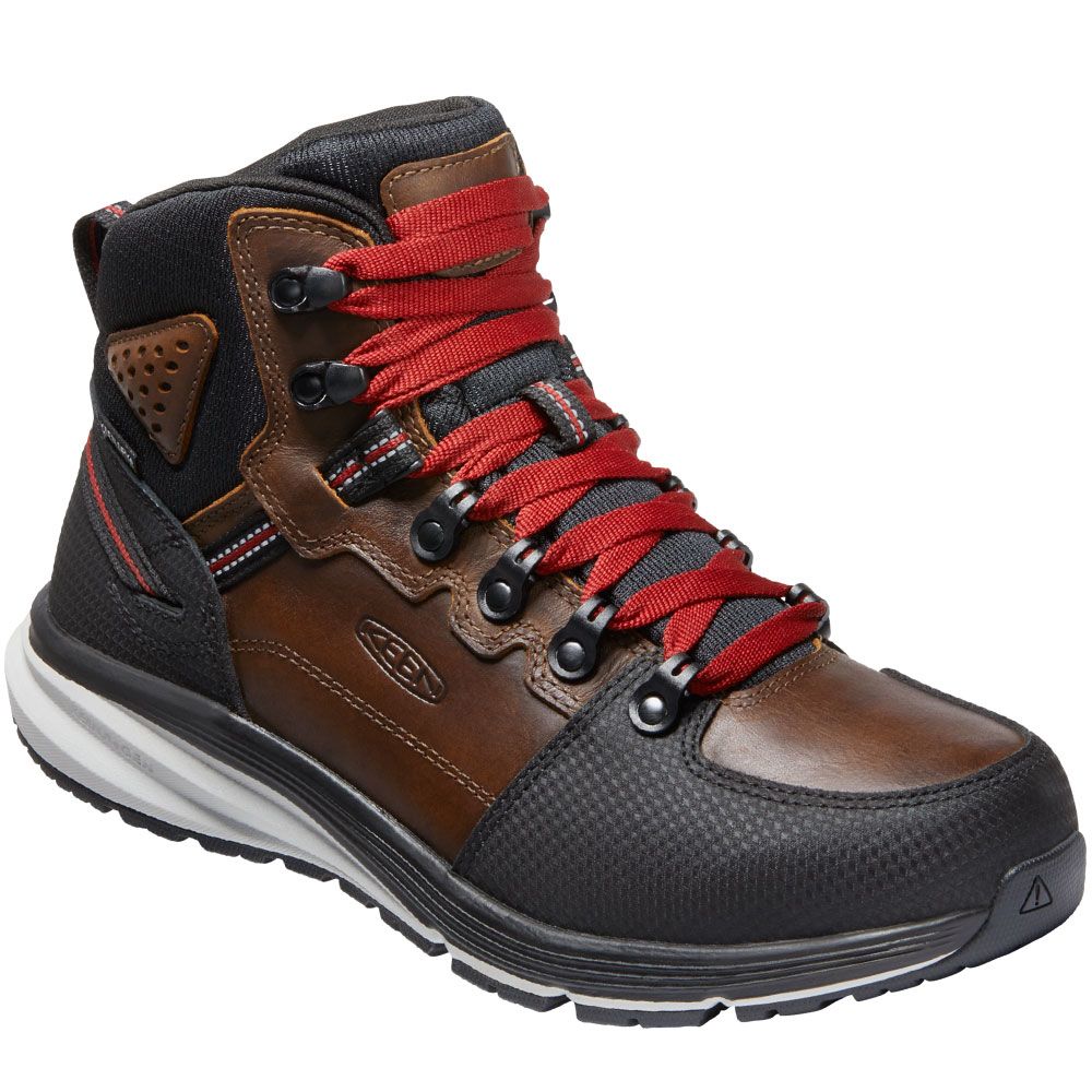 KEEN Utility Red Hook Wp Mid Soft Non-Safety Toe Mens Boots Tobacco Black