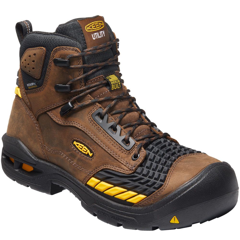 KEEN Utility Troy Mid Safety Toe Work Boots - Mens Dark Earth Black