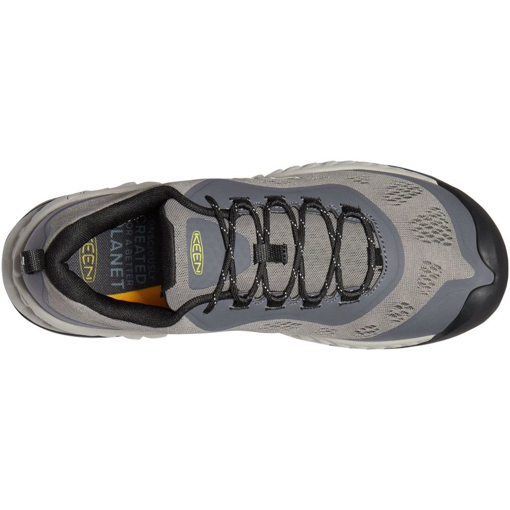 KEEN Nxis Speed Low Mens Hiking Shoes Steel Grey Evening Primrose Back View