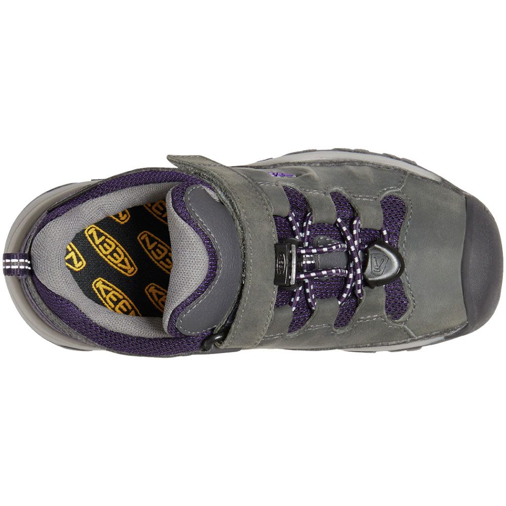 KEEN Targhee WP Little Kids Hiking - Girls Magnet Grey Purple Back View