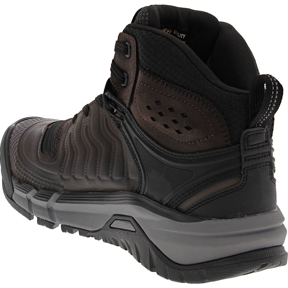 KEEN Utility Kansas City+ WP Mens Carbon Fiber Toe Work Boots Coffee Bean Black Back View