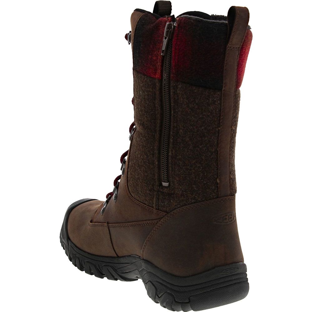 KEEN Greta Tall Boot Waterproof Womens Winter Boots Chestnut Mulch Back View