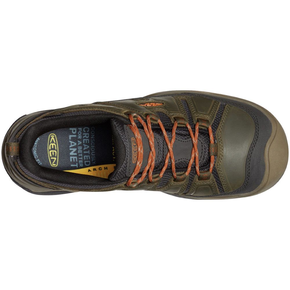 KEEN Circadia WaterProof Hiking Shoes - Mens Black Olive Potters Clay Back View