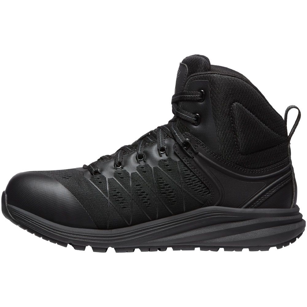 KEEN Utility Vista Energy Mid Composite Toe Work Shoes - Mens Black Raven Back View