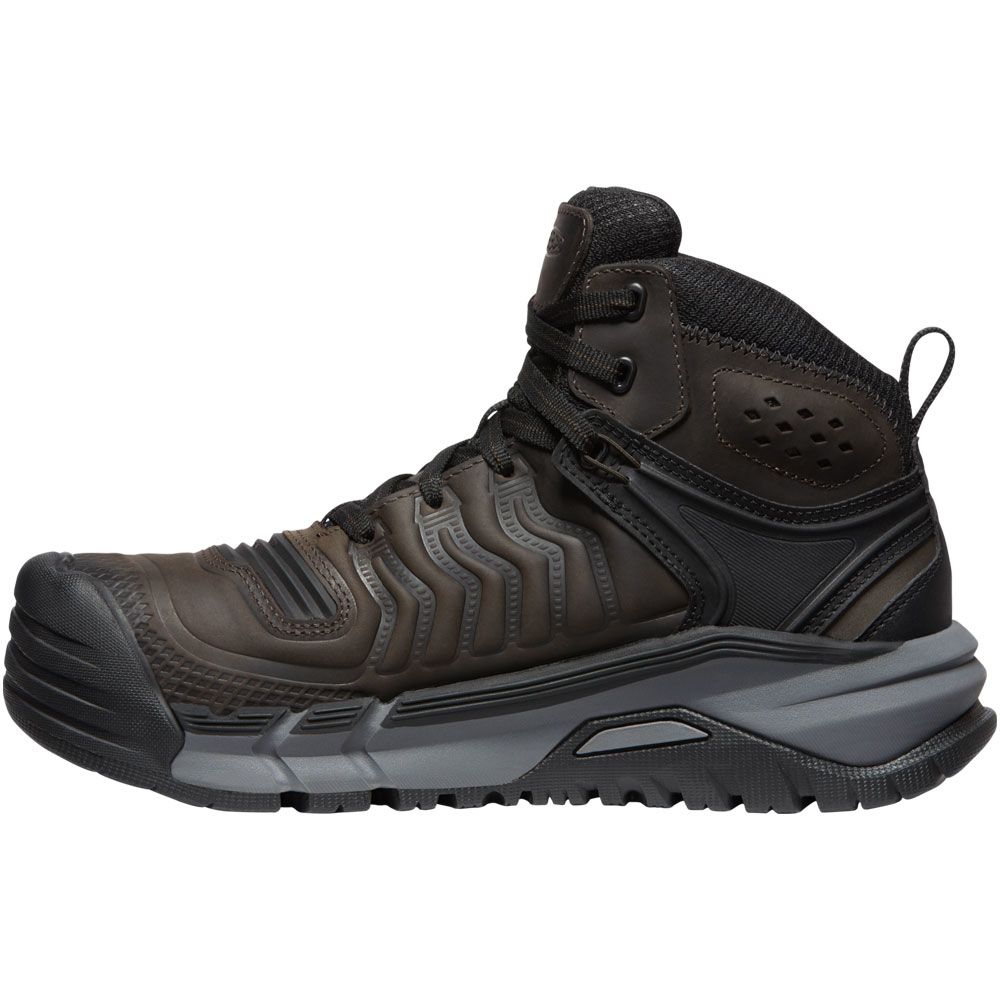 KEEN Utility Kansas City Kbf Wp Mid Work Boots - Mens Coffee Bean Black Back View