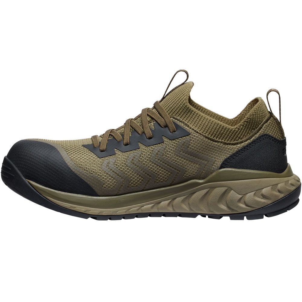 KEEN Arvada Shift Shoe Composite Toe Work Shoes - Mens Martini Olive Black Back View