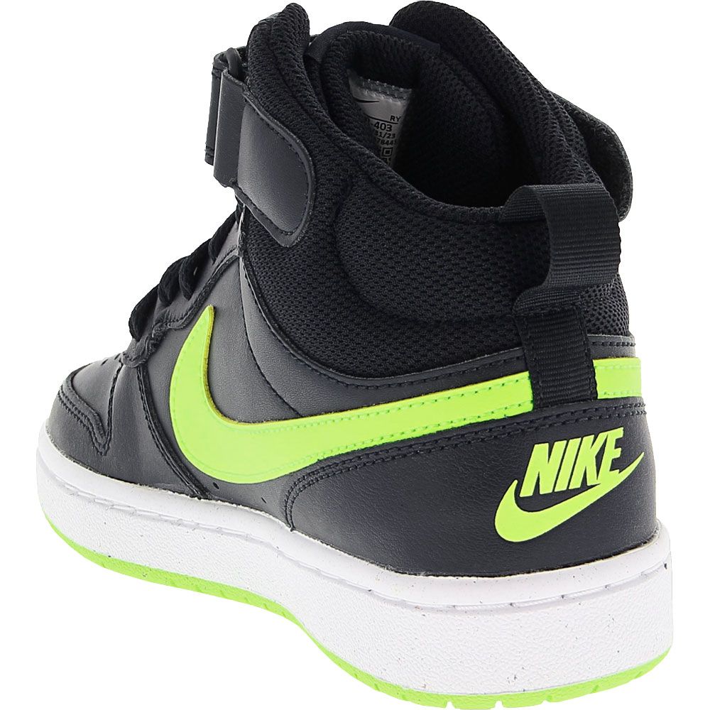 Nike Court Borough Mid 2 Basketball - Boys | Girls Obsidian Lime Blast Back View