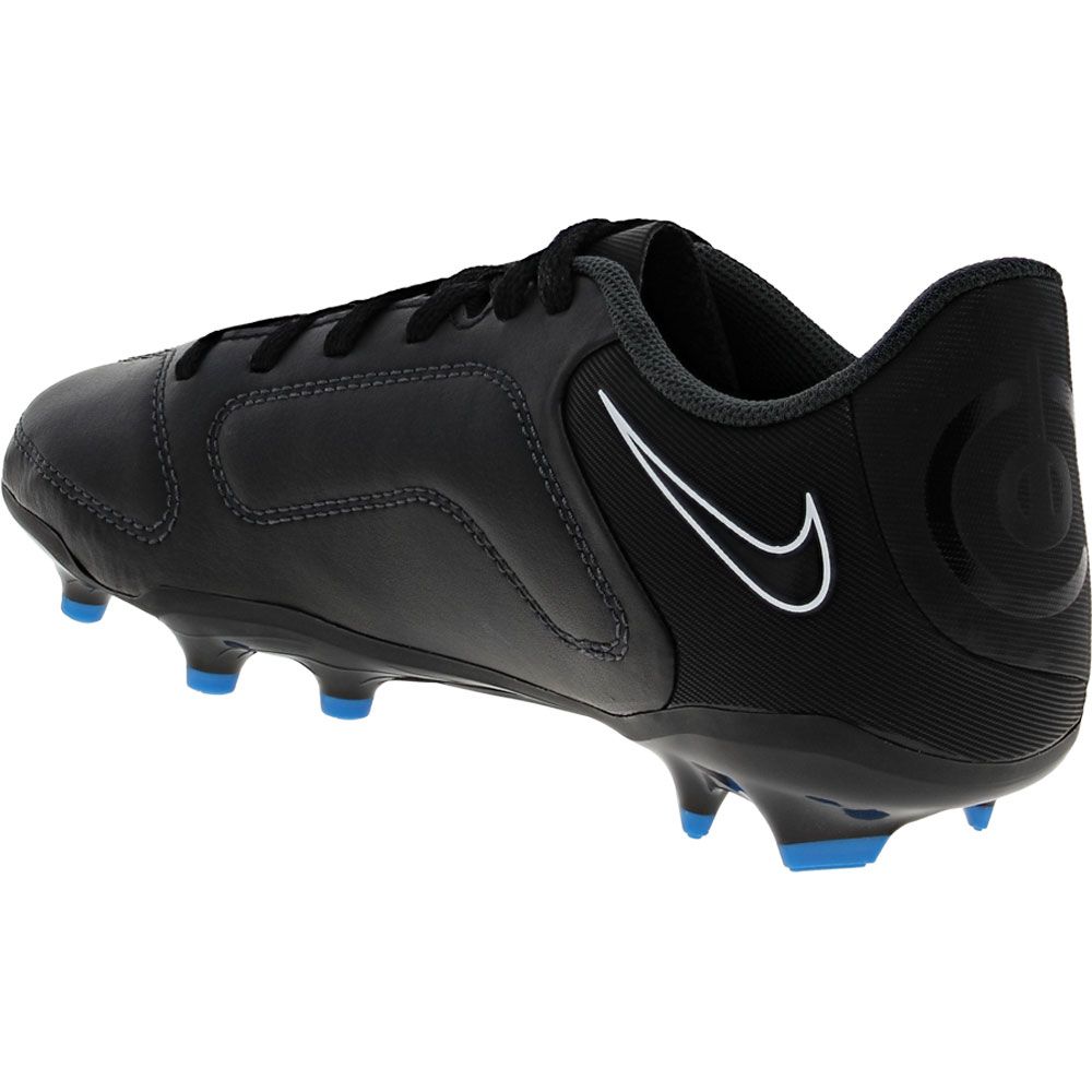 Nike Jr Legend 9 Club FG Outdoor Soccer Cleats - Boys Black White Blue Back View