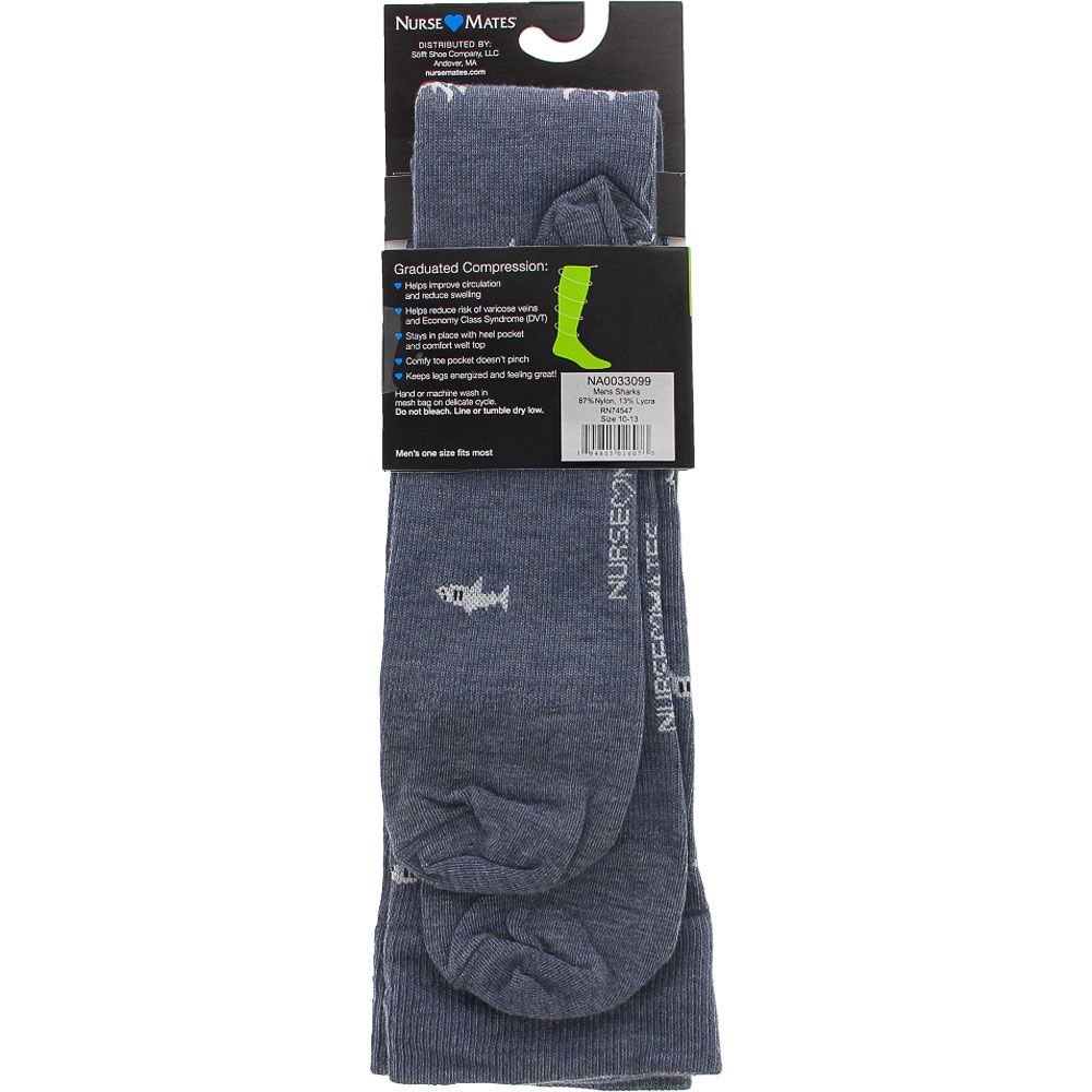 Nurse Mates Men's Sharks Compression Socks Grey View 3