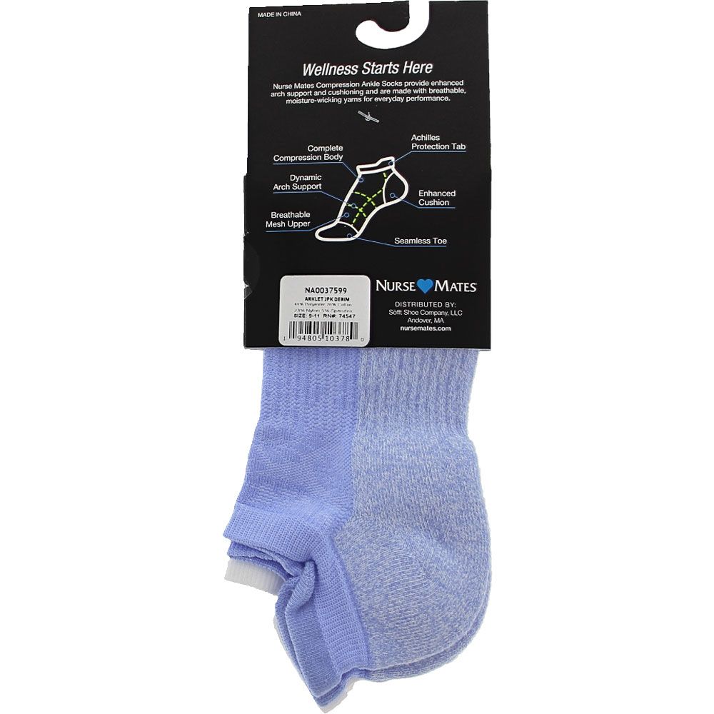 Nurse Mates Compression 2 Pack Denim Ankle Socks Blue View 3