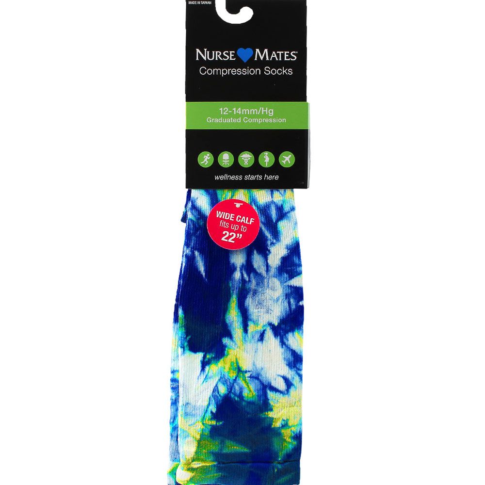 Nurse Mates Royal Tie Dye Wide Cal Socks - Womens Royal View 2