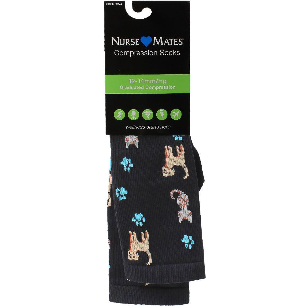 Nurse Mates Pets And Paws Black Socks - Womens Black View 2