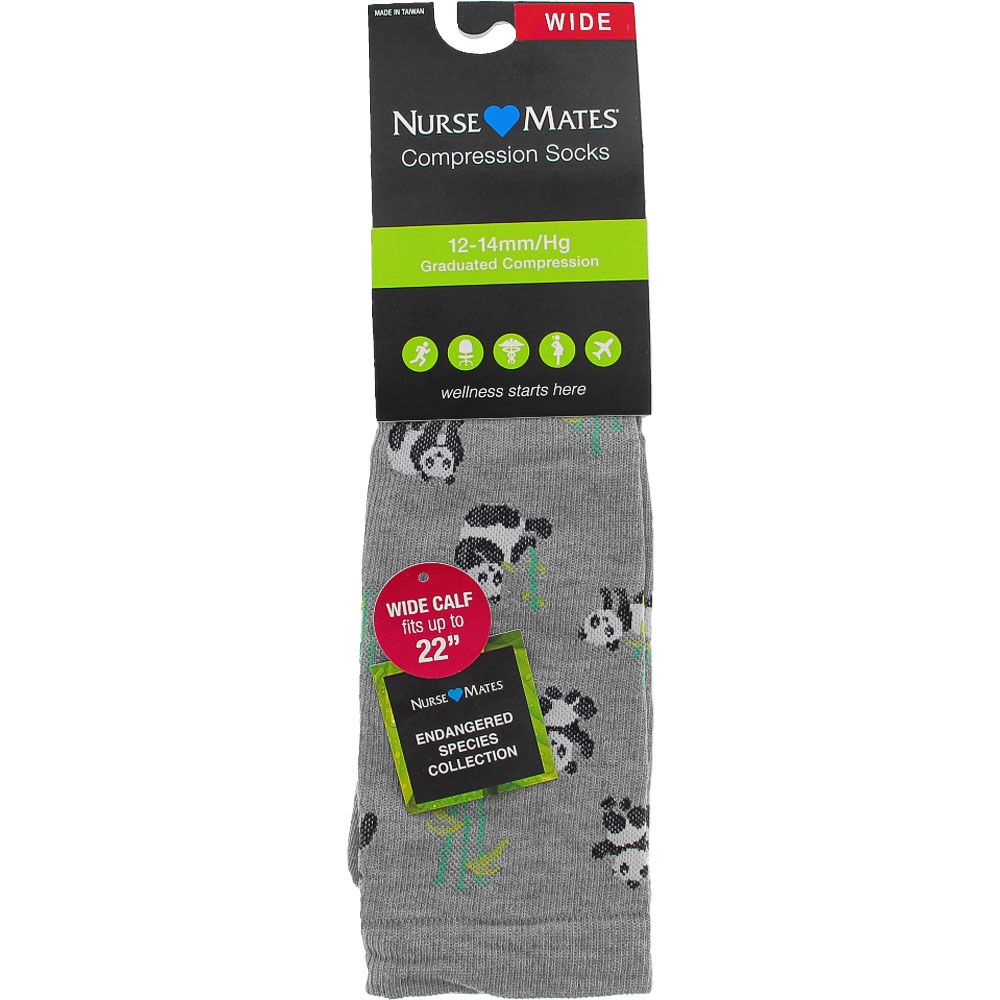 Nurse Mates Save The Pandas Wide Calf Compression Socks Grey View 2