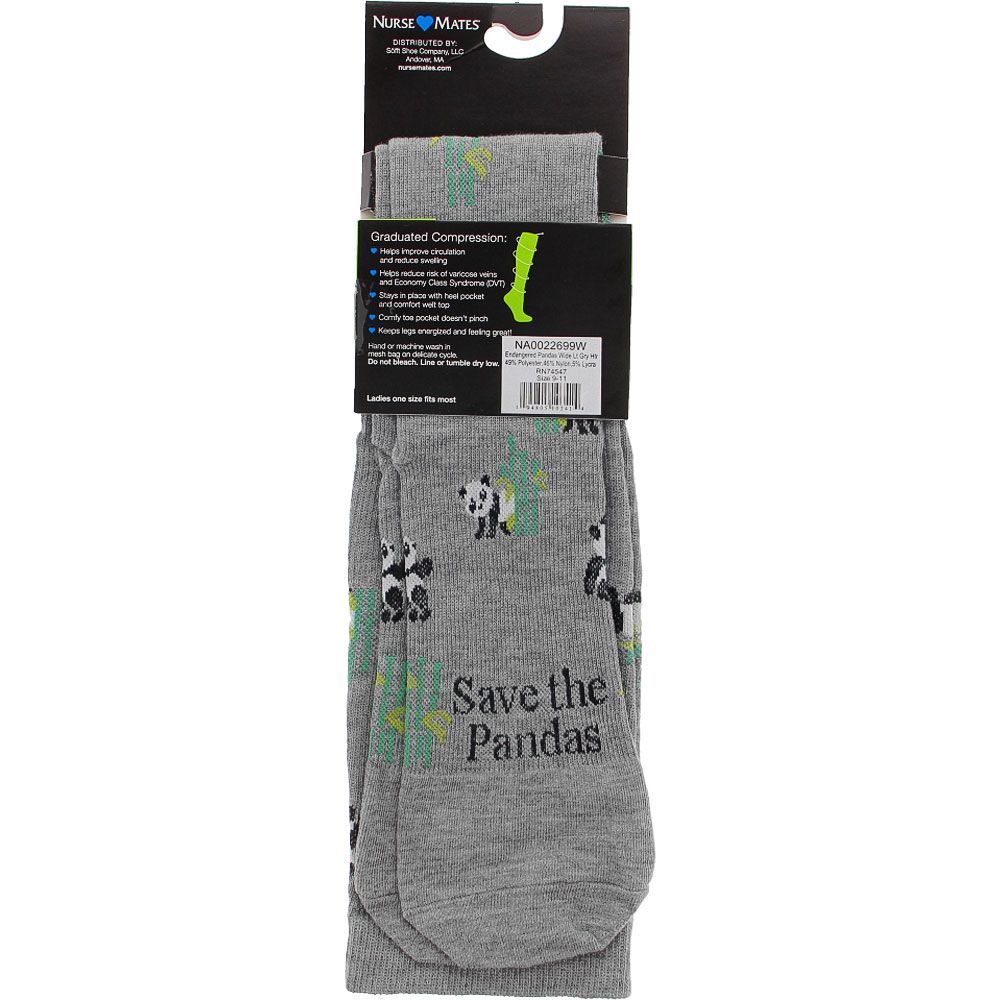 Nurse Mates Save The Pandas Wide Calf Compression Socks Grey View 3