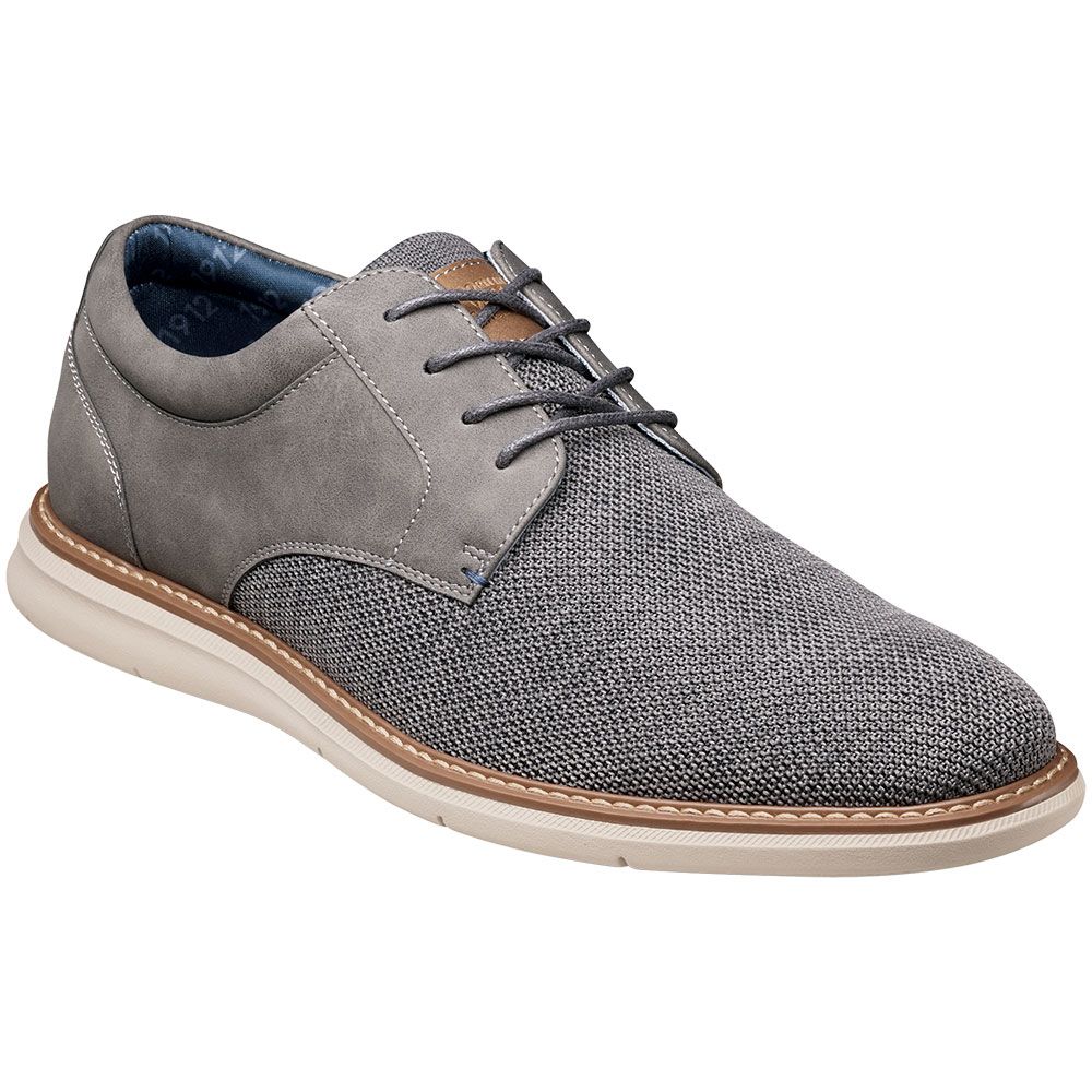 Nunn Bush Chase Knit Plain Toe Lace Up Casual Shoes - Mens Grey