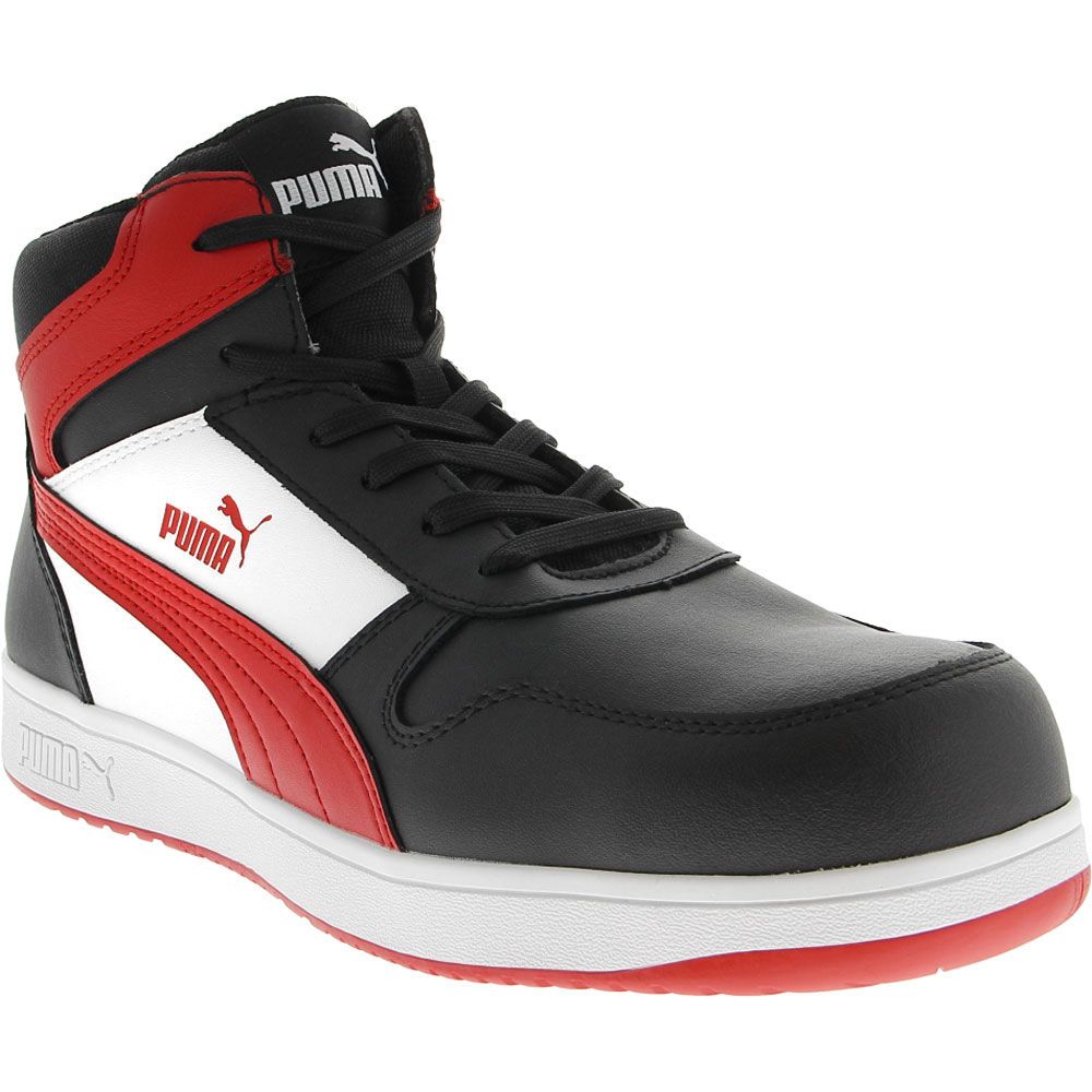 Puma Safety Frontcourt Mid Composite Toe Work Shoes - Mens Black Red