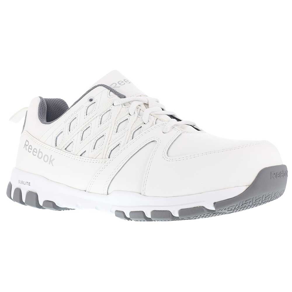 Reebok Work Sublite Leather Low Safety Toe Work Shoes - Mens White