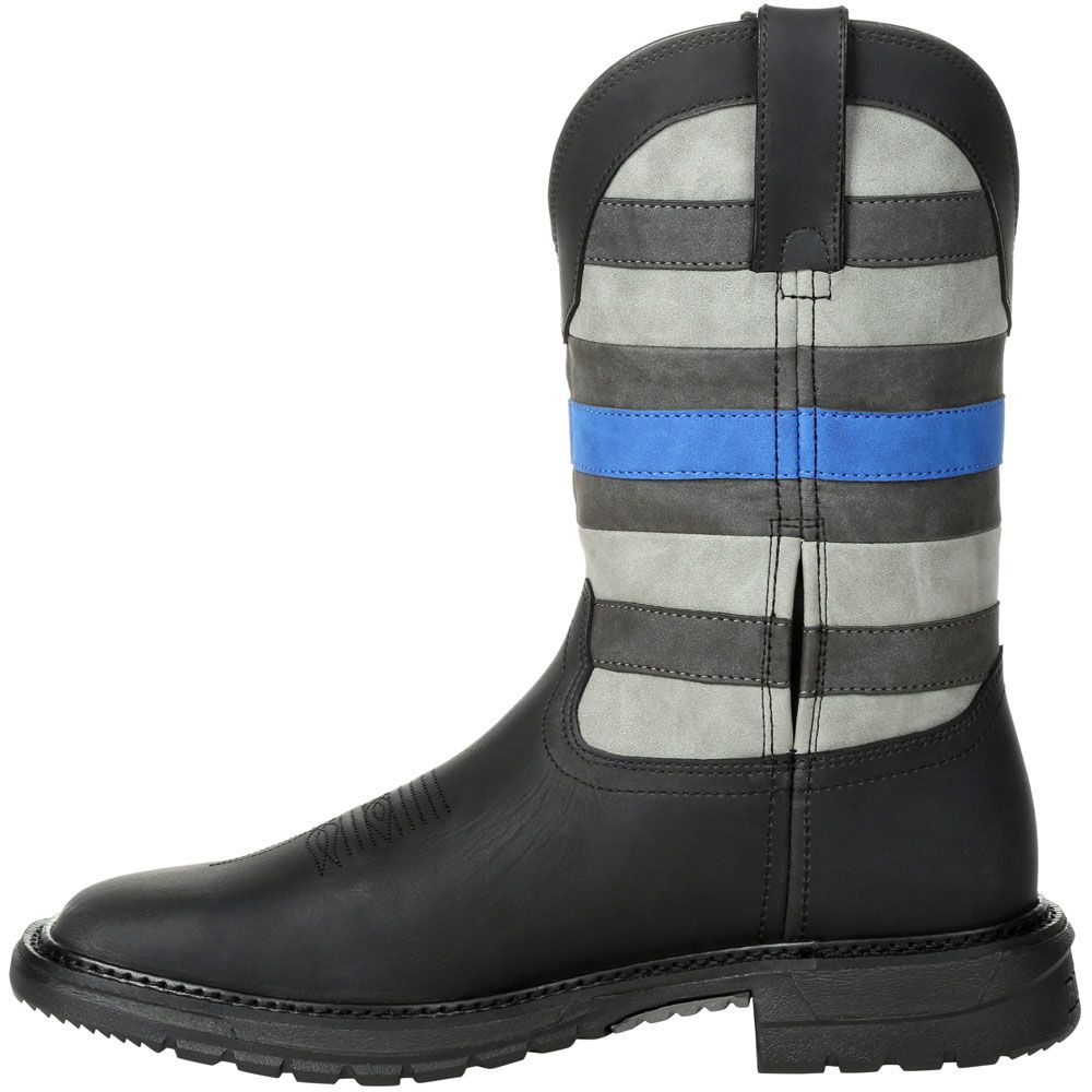 Rocky RKD0072 Blue Line Mens Western Boots Black Back View