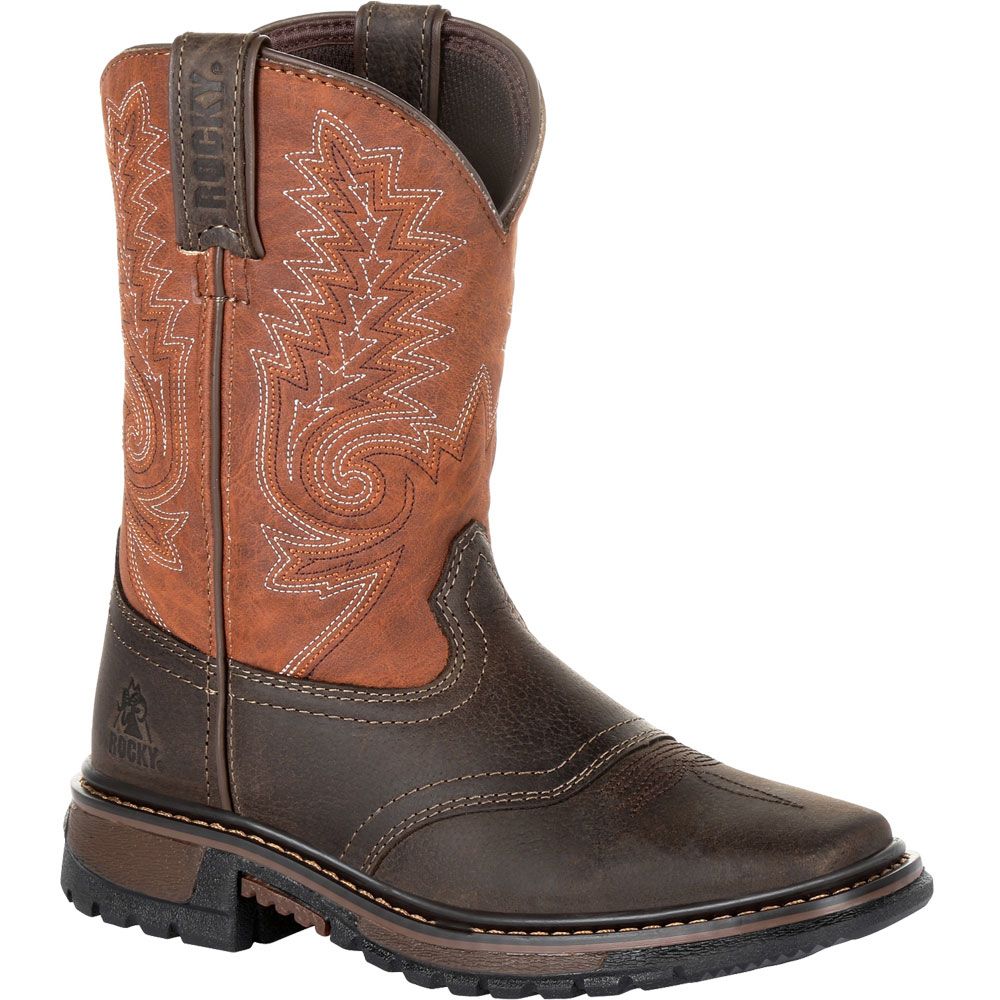 Rocky RKW0257Y Western Boots - Boys | Girls Dark Chocolate Burnt Orange