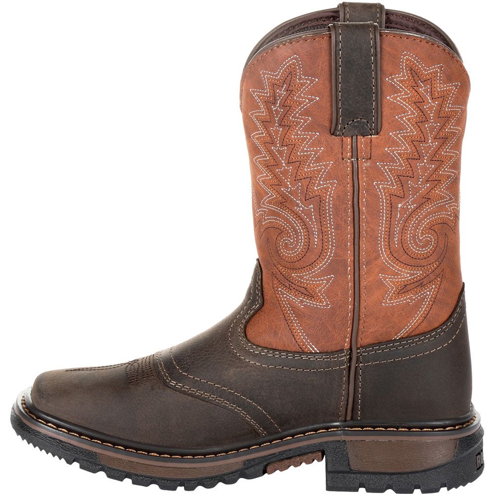 Rocky RKW0257Y Western Boots - Boys | Girls Dark Chocolate Burnt Orange Back View