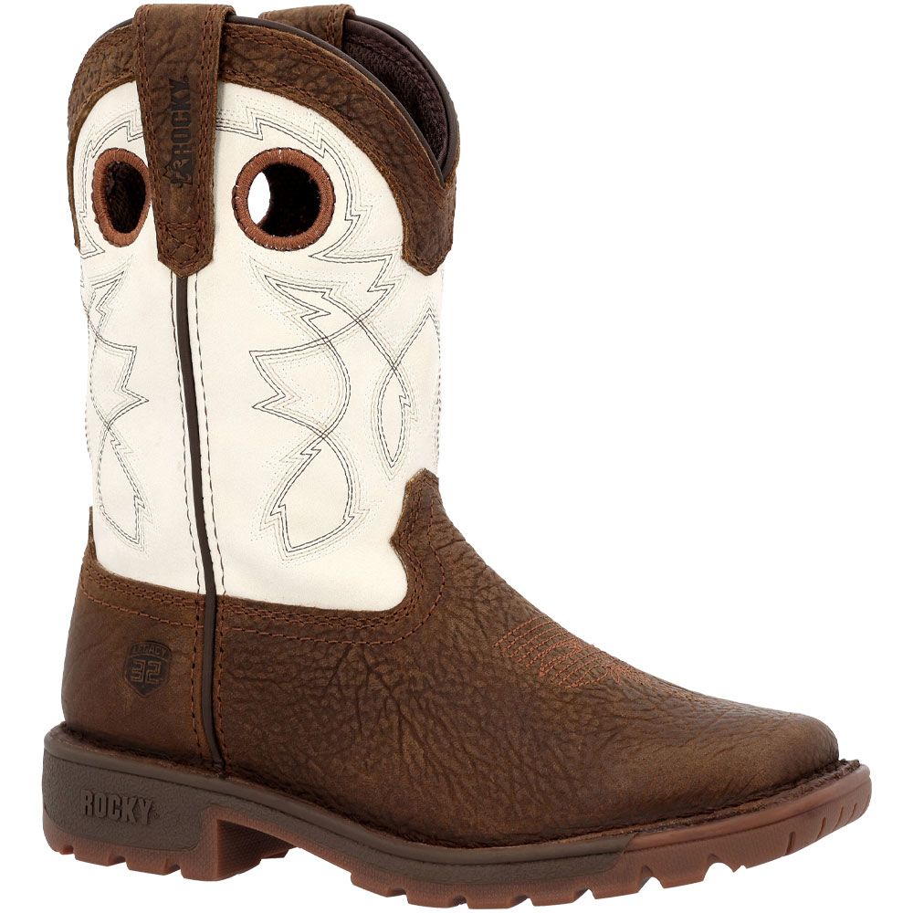 Rocky Legacy 32 RKW0388Y Big Kids 8" Western Boots Dark Brown White