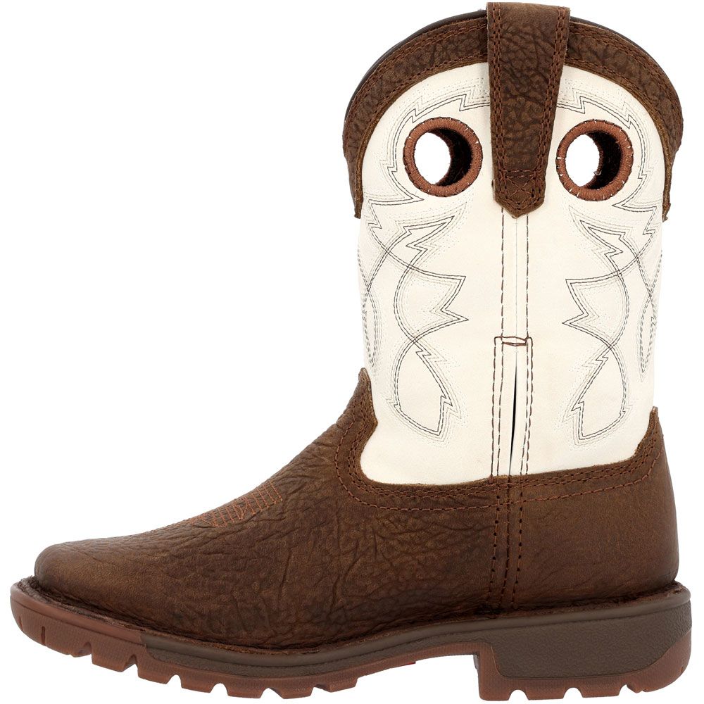 Rocky Legacy 32 RKW0388Y Big Kids 8" Western Boots Dark Brown White Back View