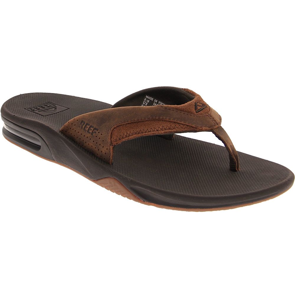 Reef Leather Fanning Flip Flops - Mens Bronze