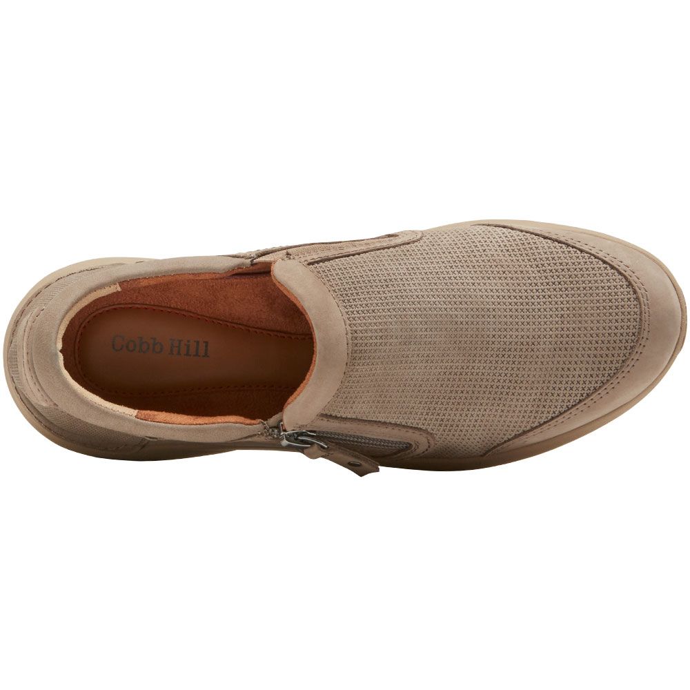 Rockport Cobb Hill Skylar Zip Slip on Womens Casual Shoes Taupe Back View