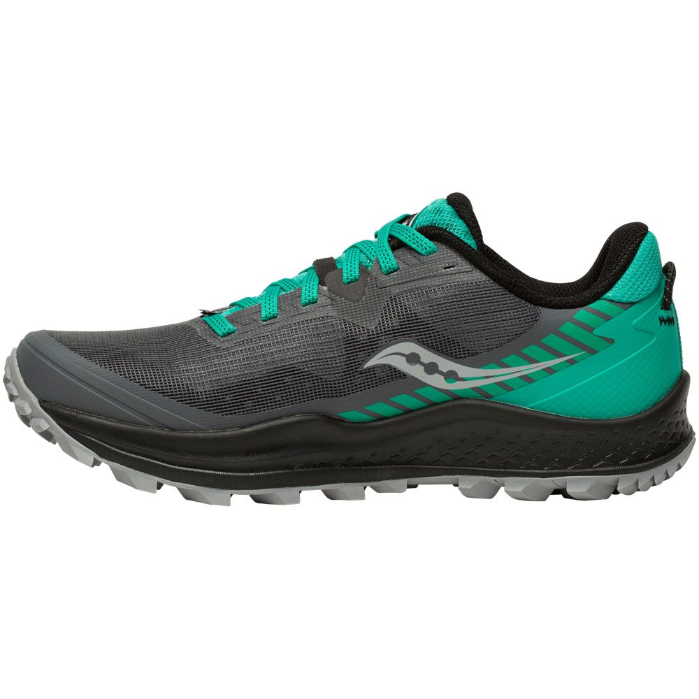 Saucony Peregrine 11 Trail Running Shoes - Womens Shadow Jade Back View