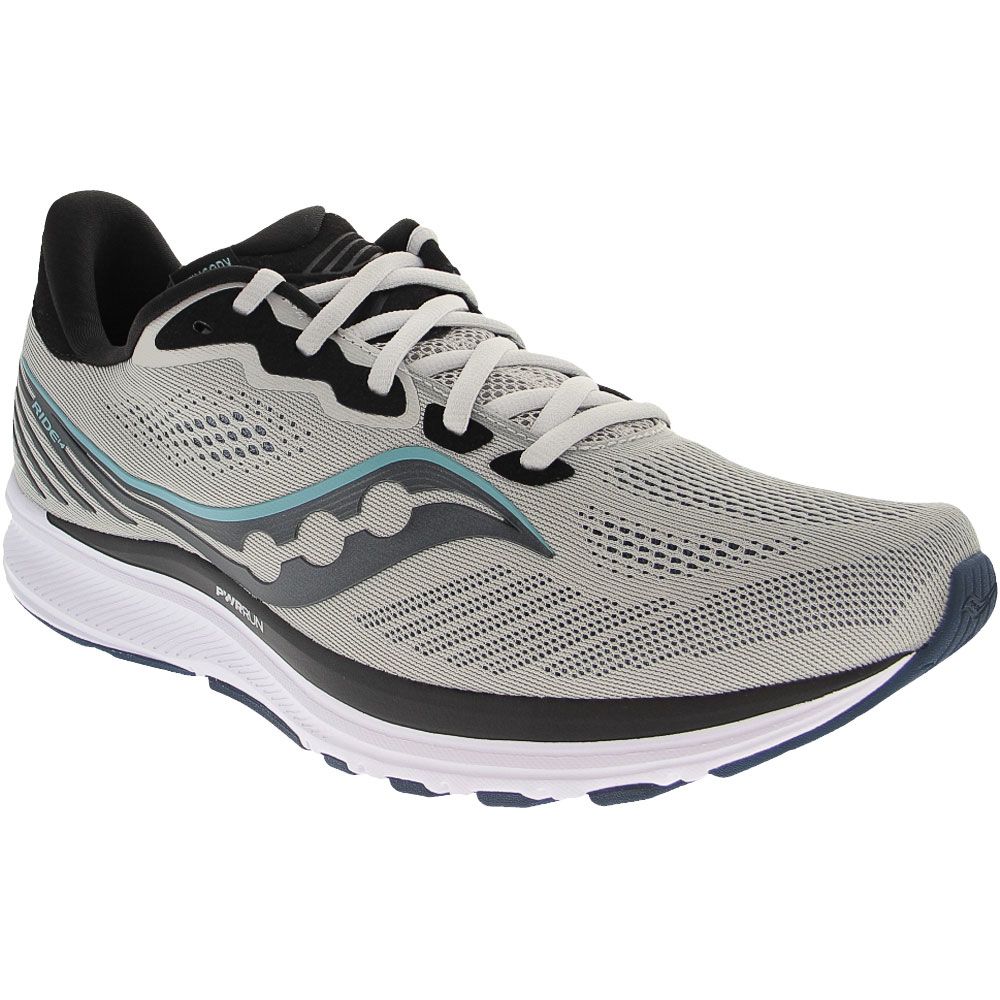 Saucony Ride 14 Running Shoes - Mens Fog Black Storm