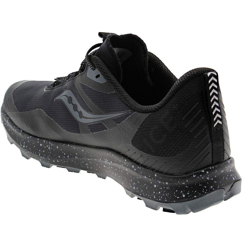 Saucony Peregrine Ice + 3 Trail Running Shoes - Mens Black Shadow Back View