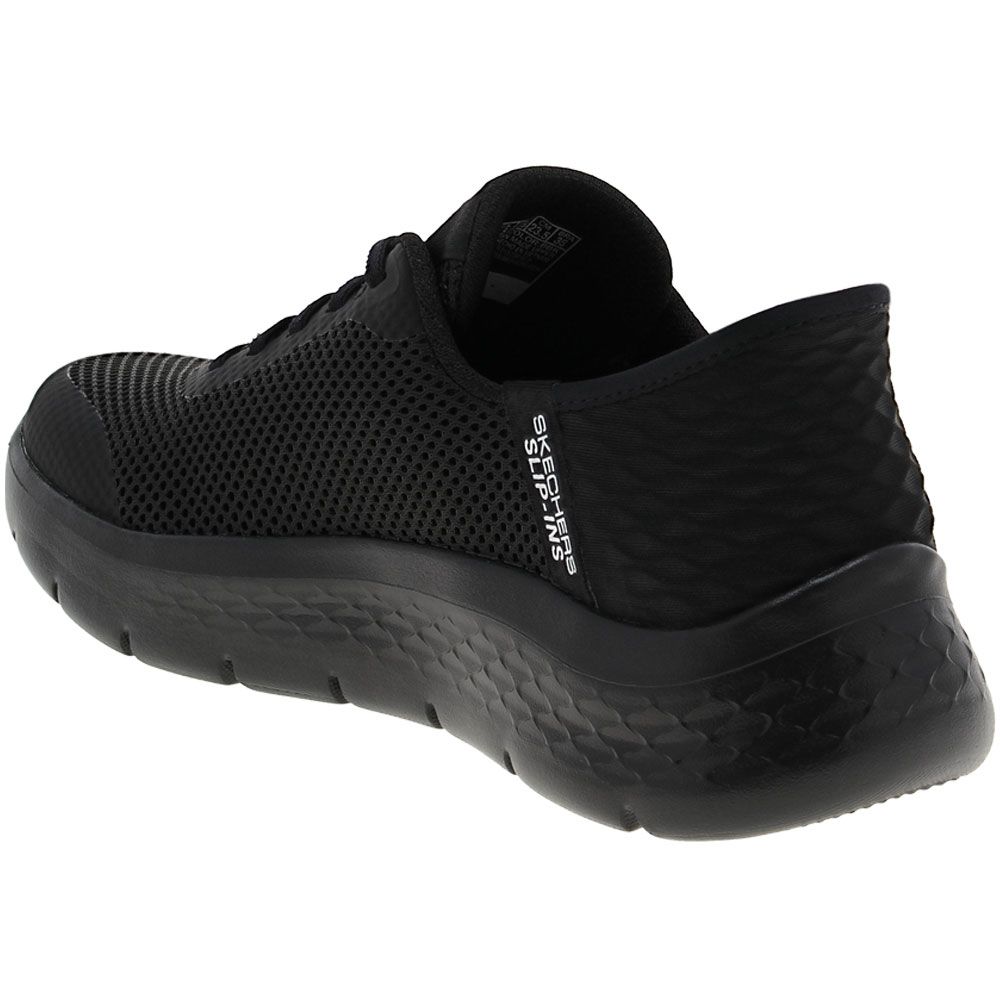 Skechers Go Walk Flex Slip Ins Grand Entry Walking Shoes - Womens Black Black Back View