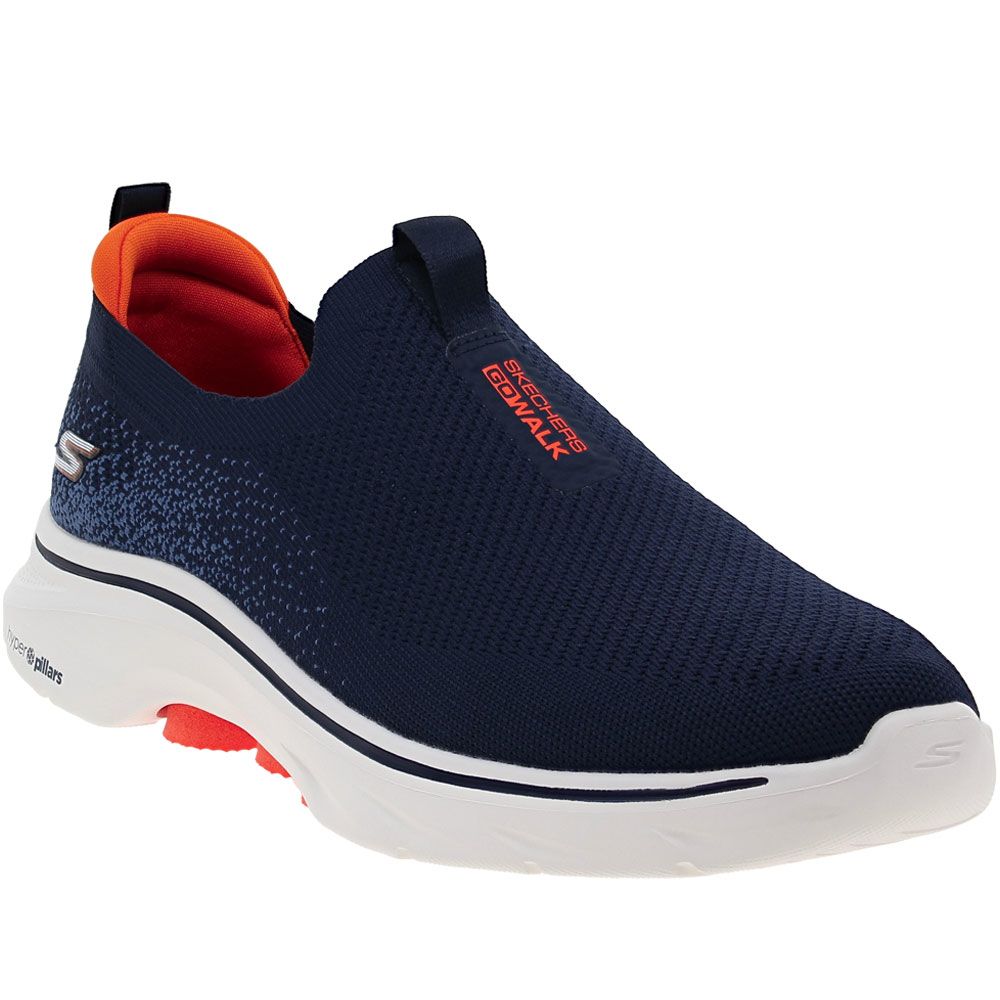 Skechers Go Walk 7 Walking Shoes - Mens Navy Orange