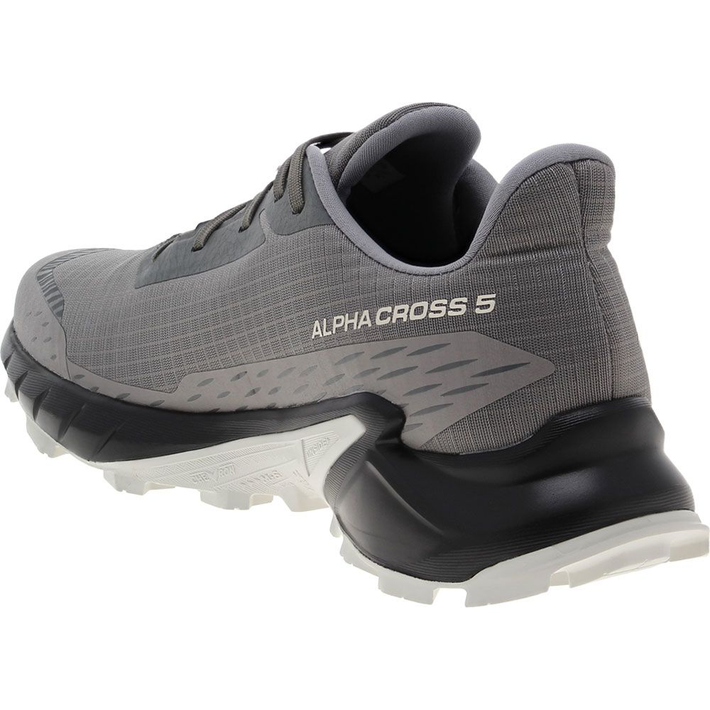 Salomon Alphacross 5 Trail Running Shoes - Mens Pewter Ghost Grey Back View