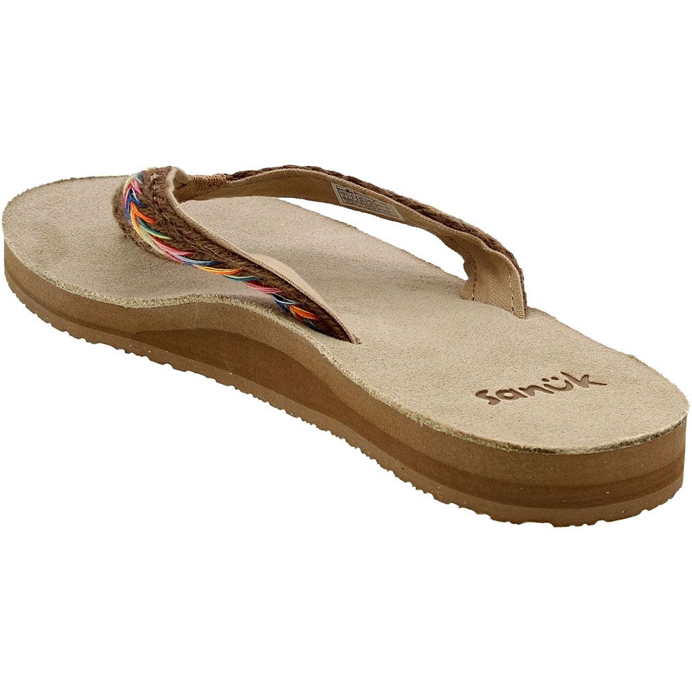 Sanuk Fraidy Hemp Flip Flops - Womens Tan Back View