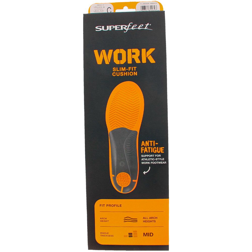 Superfeet Work Slim-Fit Cushion Insoles Yellow Orange View 3