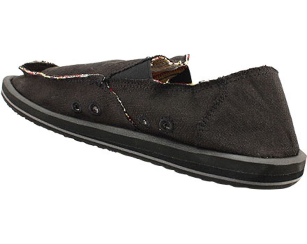 Sanuk Hemp Sidewalk Surfers - Mens Black Back View