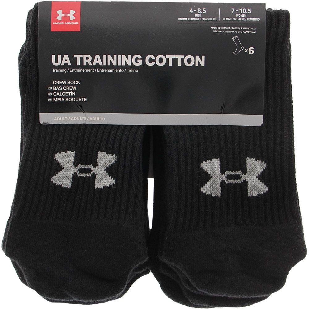 Under Armour Mens Essential Crew 6p Socks - Womens Black View 2