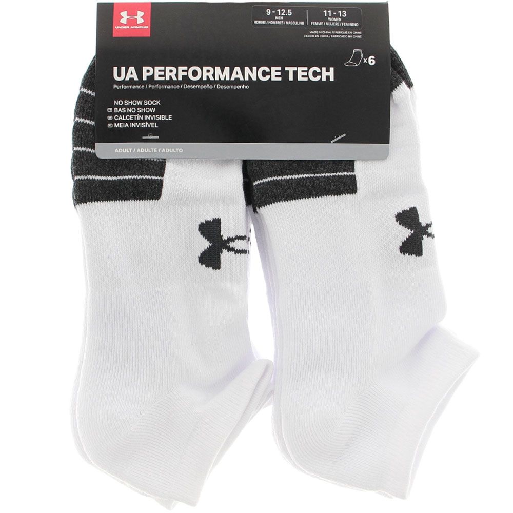 Under Armour Perform Tech Nosho 6pk Socks - Womens White View 2