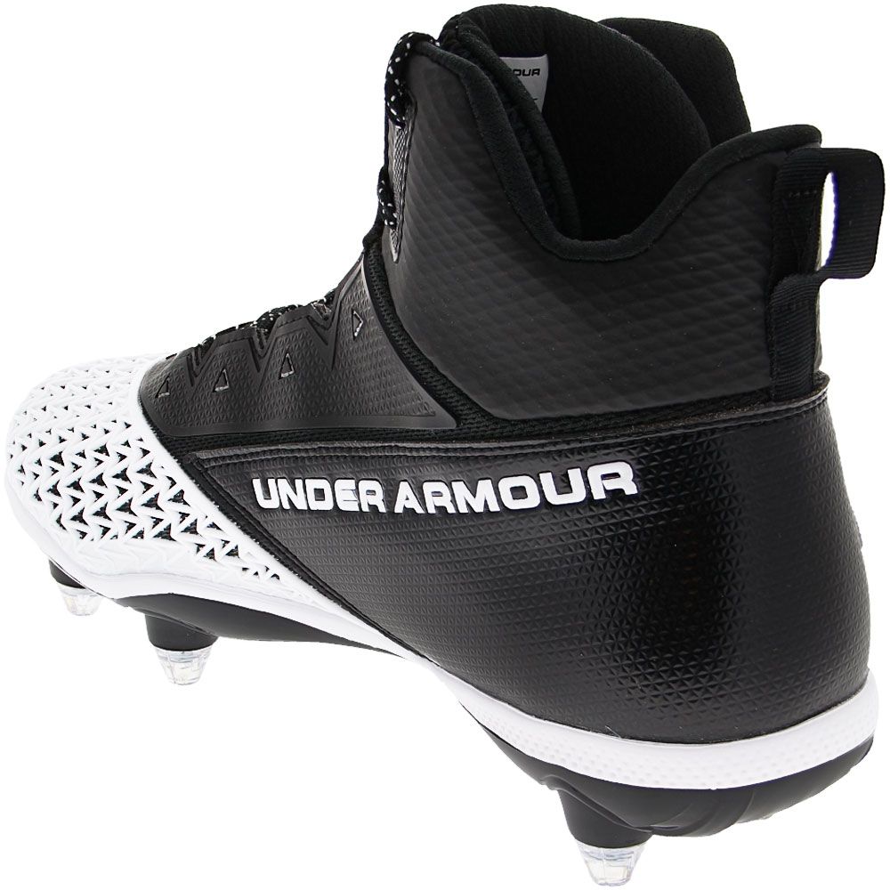 Under Armour Hammer D Football Cleats - Mens Black White Back View