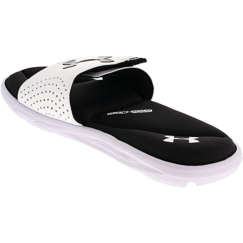 Under Armour Ignite 6 Sl Slide Sandals - Mens White Black Back View