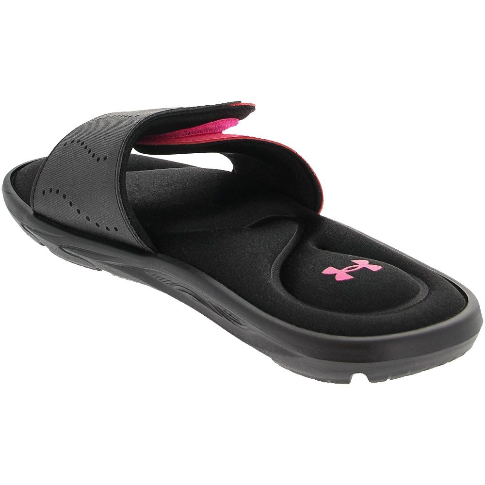 Under Armour Ignite 9 Sl Slide Sandals - Womens Black Pink Surge Back View