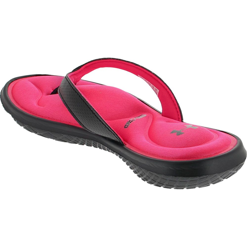 Under Armour Marbella 7 T Flip Flops - Womens Black Pink Back View