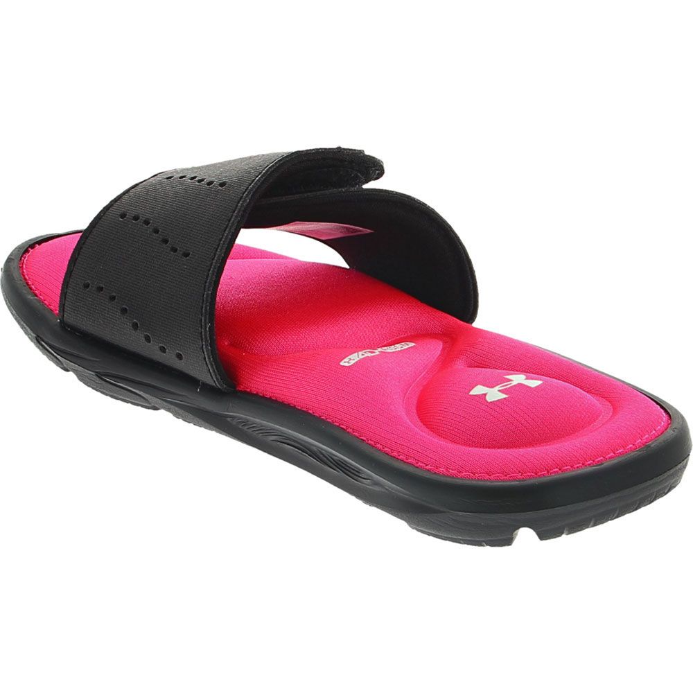 Under Armour Ignite 6 Sl Slide Sandals - Boys | Girls Black Pink Surge Back View