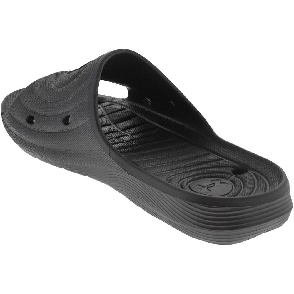 Under Armour Locker 4 Sl Slide Sandals - Boys Black White Back View