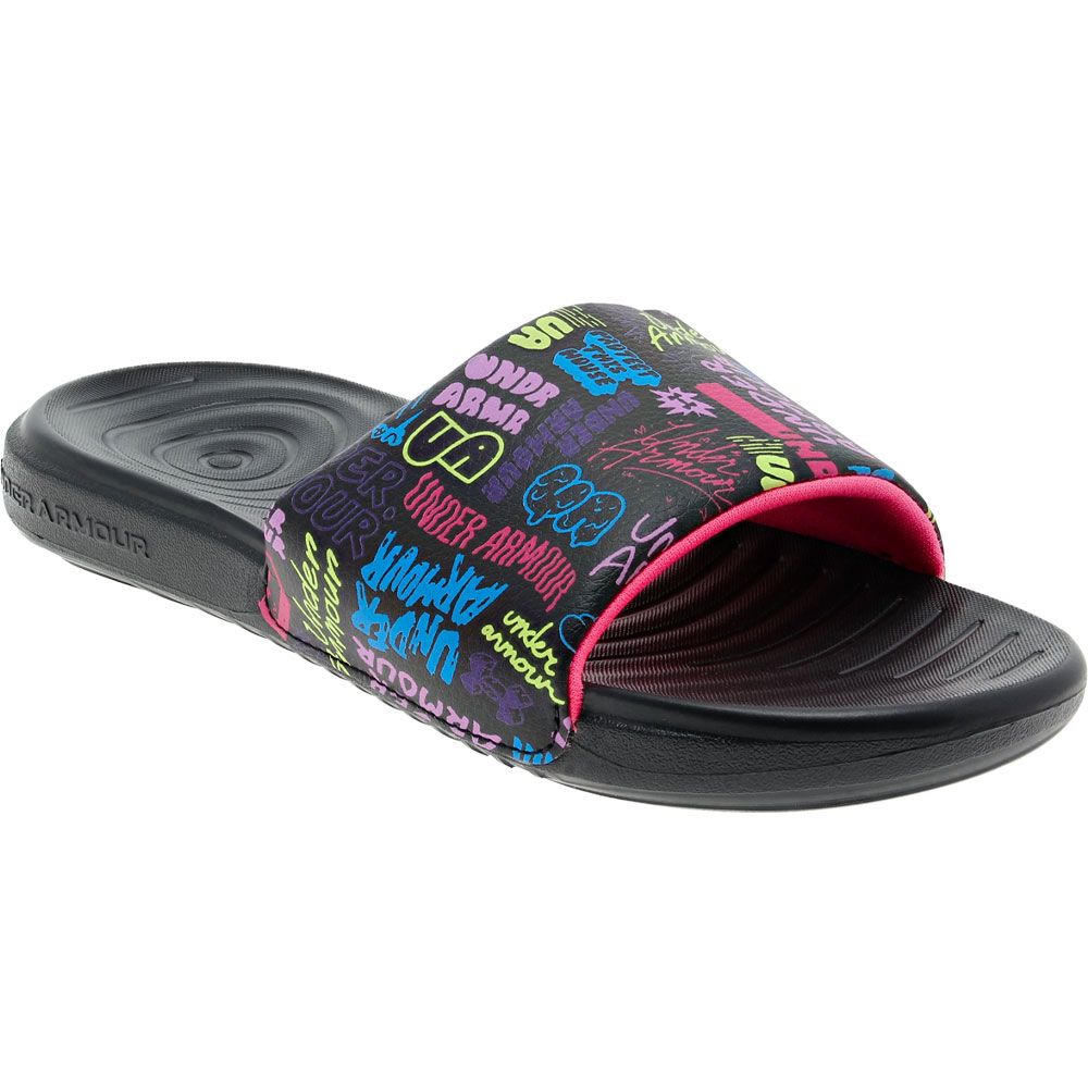 Under Armour Ansa Graphic Slide Sandals - Boys | Girls Black Graffiti