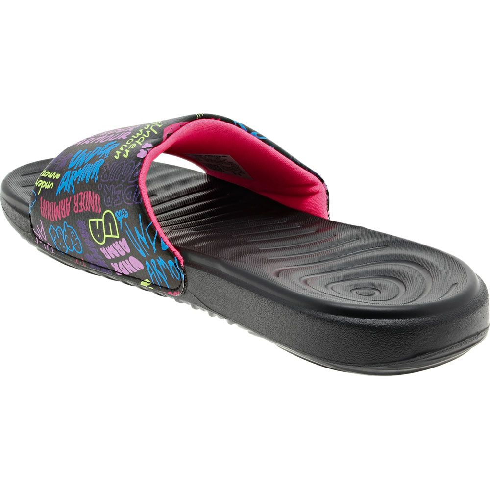 Under Armour Ansa Graphic Slide Sandals - Boys | Girls Black Graffiti Back View