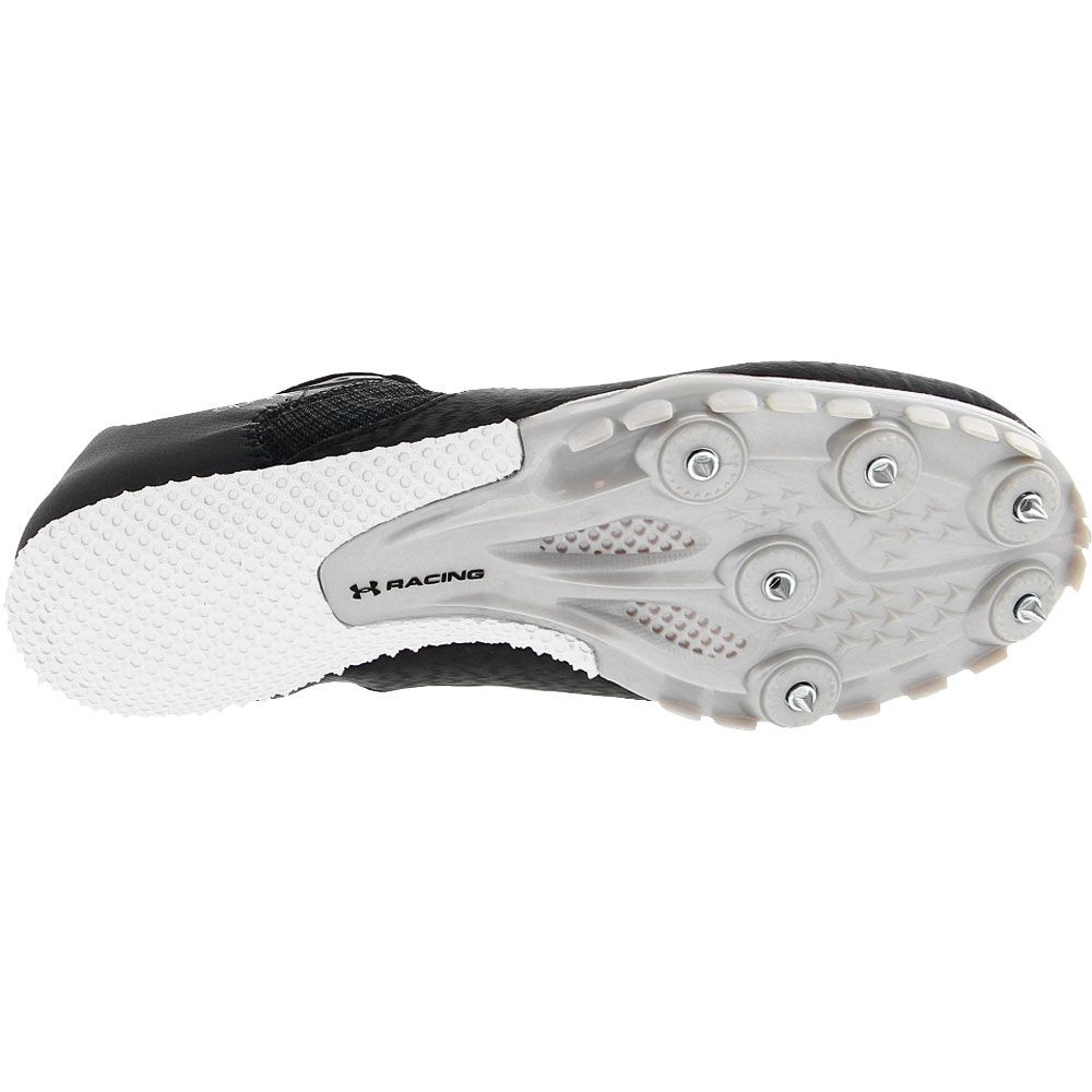 Under Armour UA Kick Sprint 4 Racing Flats - Mens Black White Sole View