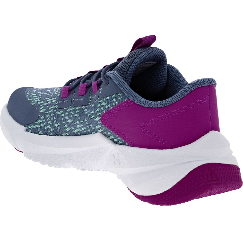 Under Armour Scramjet 5 PS Kids Running Shoes Aurora Purple Strobe Back View