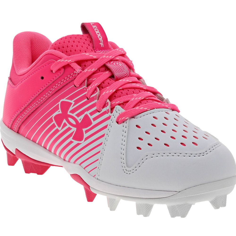 Under Armour Leadoff Low Rm Jr Baseball Cleats - Boys White Pink